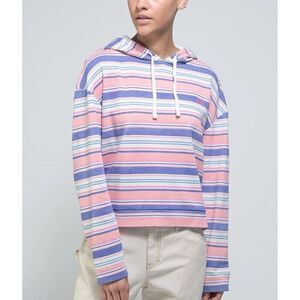 Vans Womens Hoodie Wazzy Coral Stripe‎ Beach Pullover Pink Blue White Small